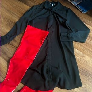 Black button up T-shirt dress